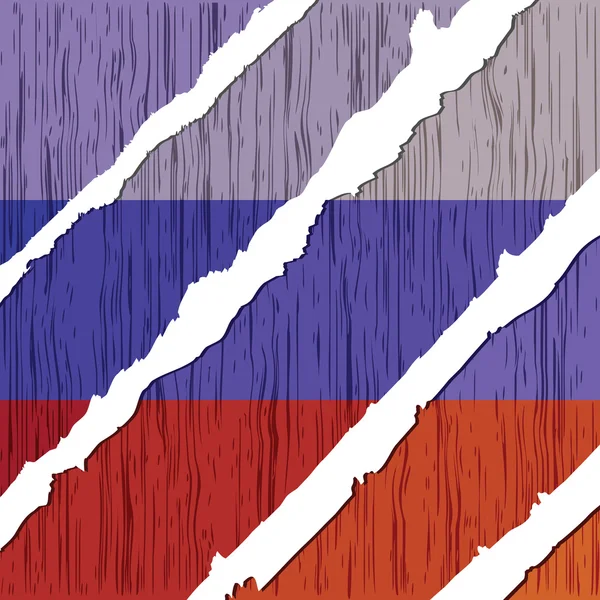 Bandera rusa textura de madera — Vector de stock