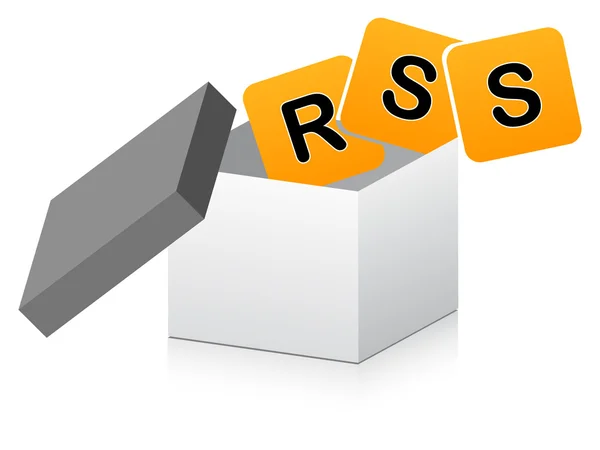 Άνοιγμα πλαισίου με rss σημάδι μέσα — Διανυσματικό Αρχείο