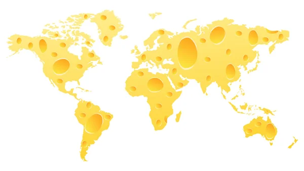 Mapa do mundo feito de queijo —  Vetores de Stock