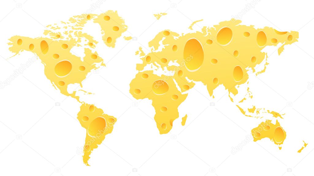 World map made of cheese
