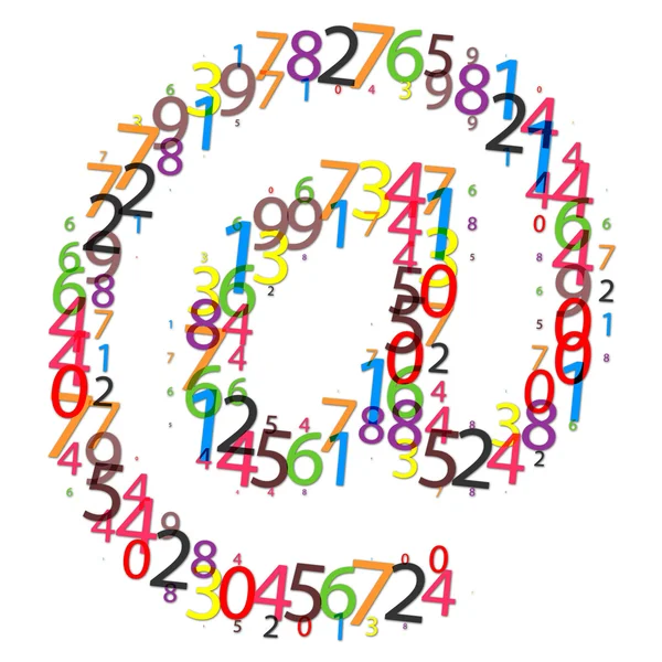 Ícone de e-mail feito de dígitos coloridos — Fotografia de Stock