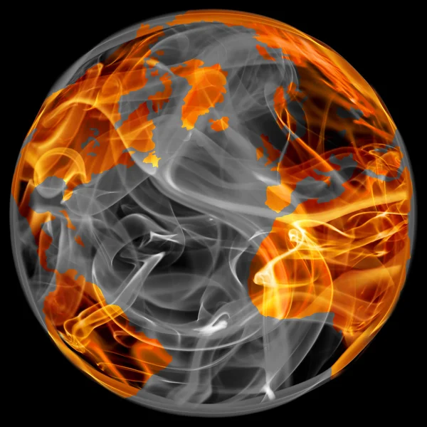Світова куля у вогні — стокове фото