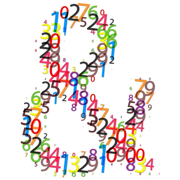 Ampersand-Schild aus bunten Ziffern — Stockfoto