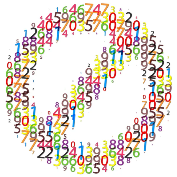 Verboden pictogram gemaakt van kleurrijke cijfers — Stockfoto