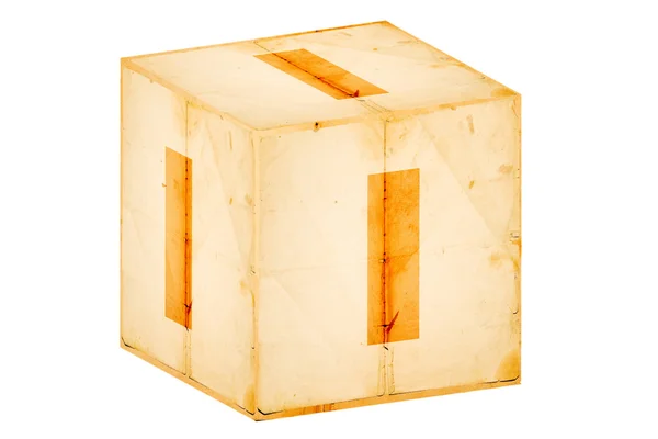 Brief i op oude doos geïsoleerd op wit — Stockfoto