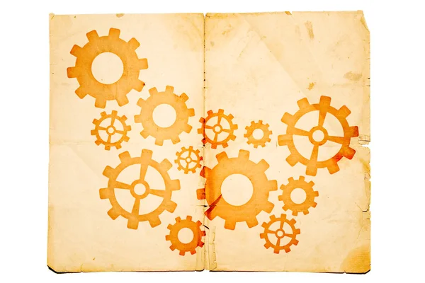Old paper with gears on it — Stock Photo, Image