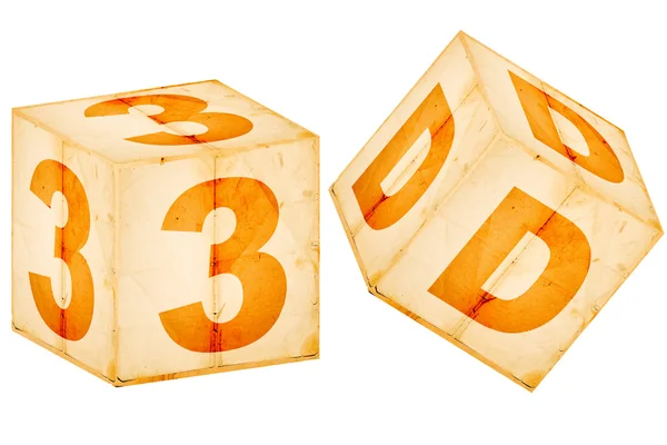 Номер три і літера D ізольовані на білому — стокове фото