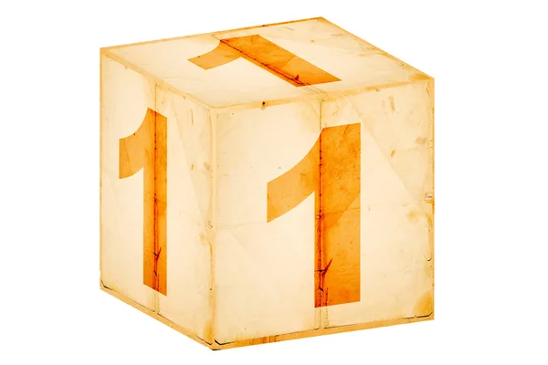 Číslo jedna staré krabice izolovaných na bílém — Stock fotografie