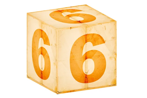 Nummer sex gamla box isolerad på vit — Stockfoto