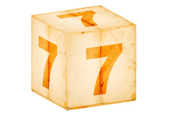 Číslo sedm staré krabice izolovaných na bílém — Stock fotografie