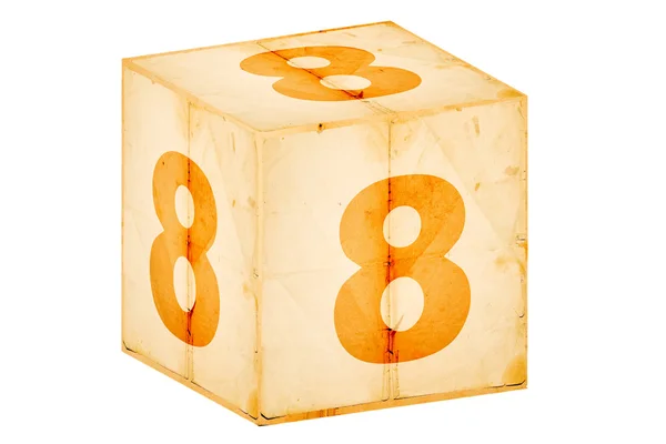 Αριθμός οκτώ παλιό κουτί που απομονώνονται σε λευκό — Φωτογραφία Αρχείου