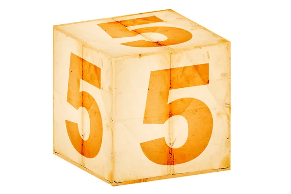 Número cinco caixa velha isolada em branco — Fotografia de Stock