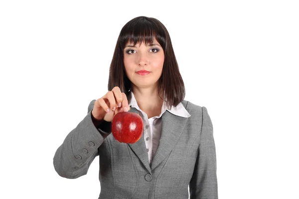Mujer joven ofrecen una manzana — Foto de Stock