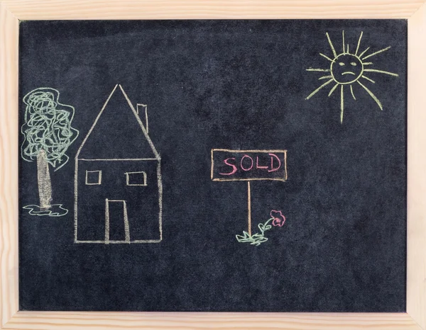 House for sale children draw — Stockfoto
