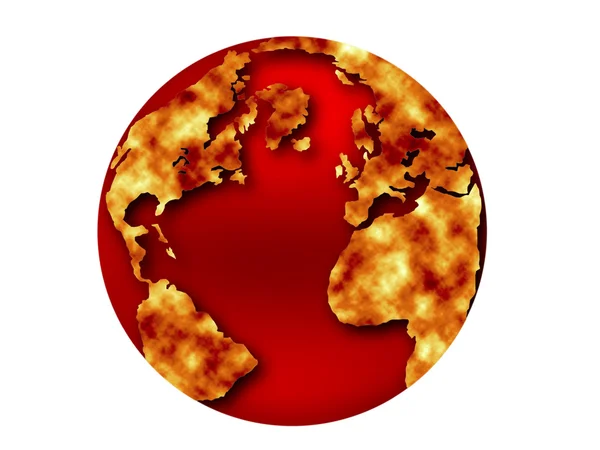 World globe on fire — Stock Photo, Image