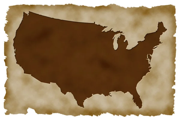 Gamla papper bakgrund med amerikansk karta — Stockfoto