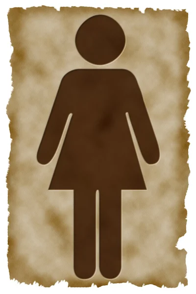 女性のシルエットを背景に古い用紙 — ストック写真