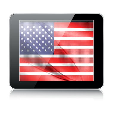 Amerikan bayrağı ile tablet simgesi