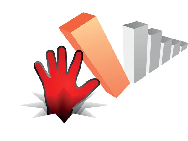 Human hand fall off the chart — Stock Vector