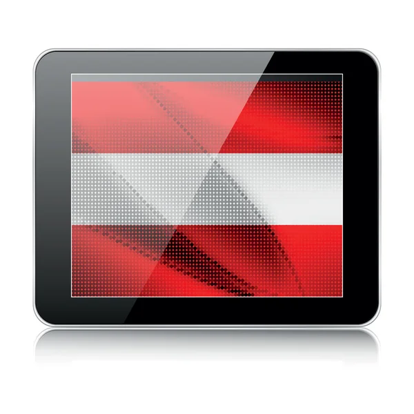Ikon tablet dengan bendera austrian - Stok Vektor
