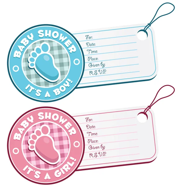 Baby Shower Foot Invitation Tags — Stock Vector