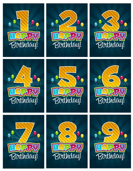 Boldog születésnapot számok Stock Illusztrációk