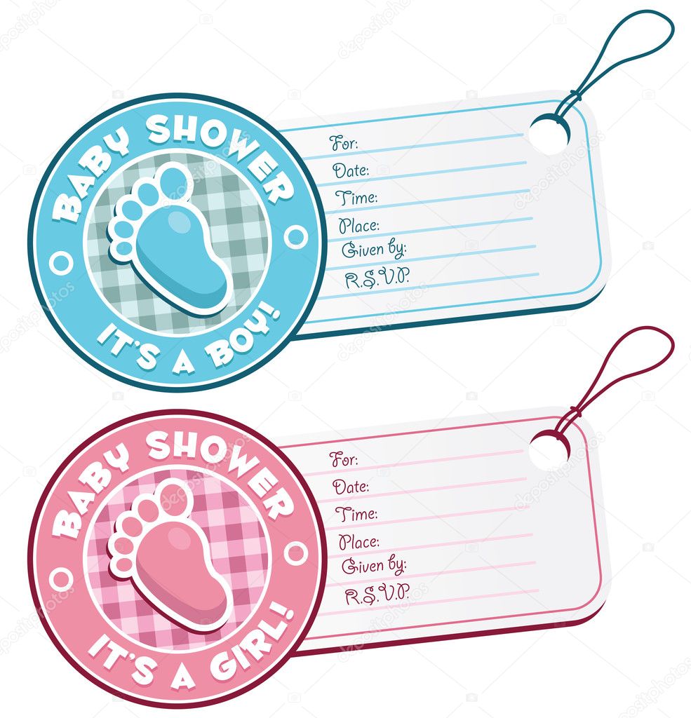 Baby Shower Foot Invitation Tags