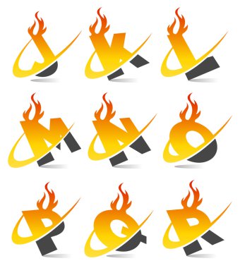 Swoosh Flame Alphabet Set 2 clipart