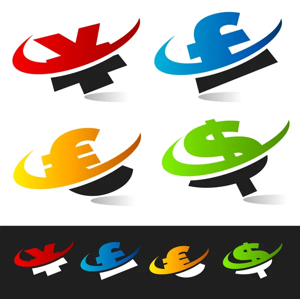 Swoosh Simboli di valuta — Vettoriale Stock
