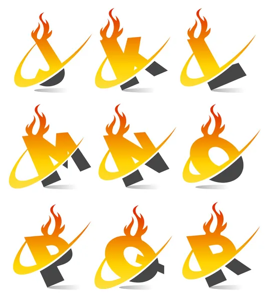 Swoosh Flame Alphabet Set 2 — Stock Vector