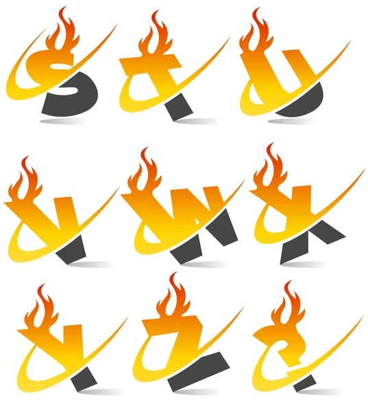 Swoosh Flame Alphabet Set 3 — Stock Vector
