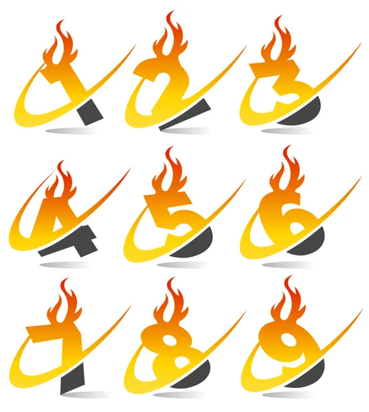Swoosh Flame Numbers Set 4 — Stock Vector