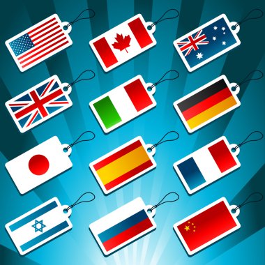 Dünya bayrakları gösteren Etiketler