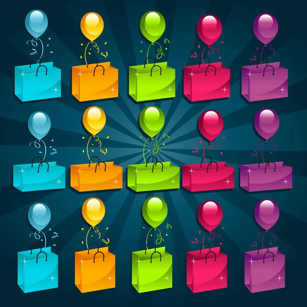 Einkaufstüten mit Luftballons — Stockvektor