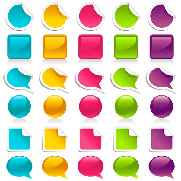 Stickers, Icons and Speech Bubbles — Stock Vector