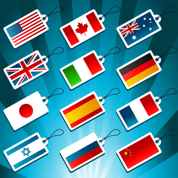 Tags Representing World Flags — Stock Vector