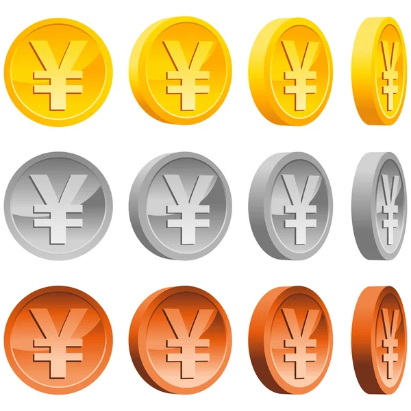 Pièces de monnaie yens — Image vectorielle
