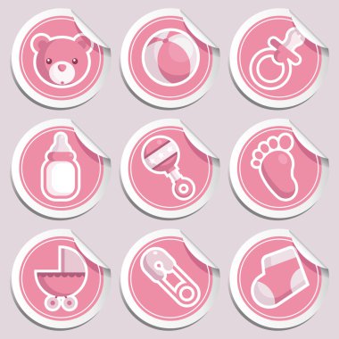 Pink Baby Shower Stickers clipart