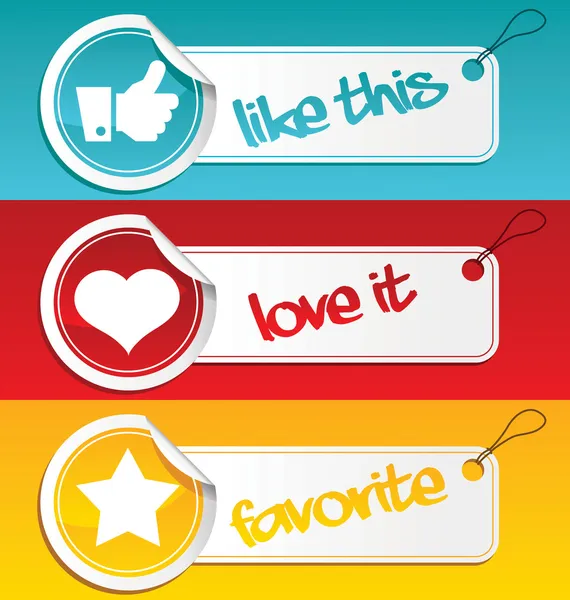 Like, Love and Favorite Tags — Stock Vector