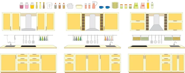 Наборы кухонной мебели — стоковый вектор