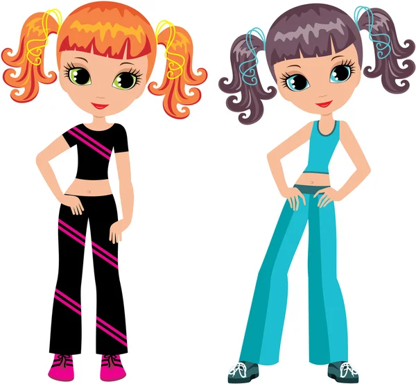 Two girls who are going in for sports — Stock Vector