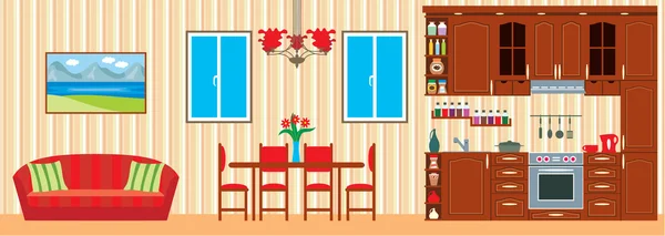 Muebles de cocina Interior — Vector de stock