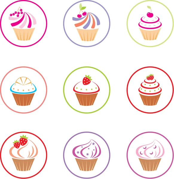 Conjunto de cupcakes — Vector de stock