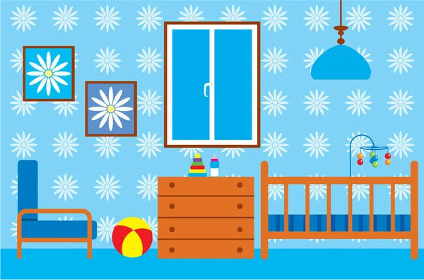 Habitación infantil para el recién nacido — Vector de stock