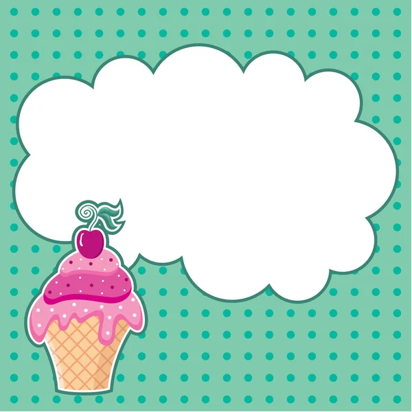 Cupcake avec nuage de messages. Cadre pour une photo, formulaire — Image vectorielle