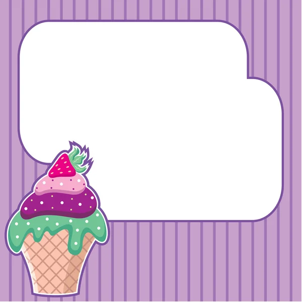 Cupcake med meddelandemoln. Ram för ett foto, formulär — Stock vektor