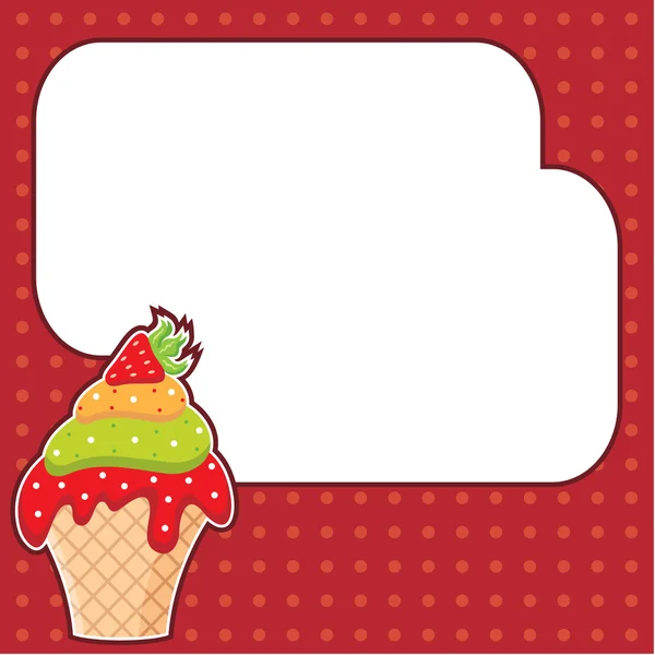 Cupcake med meddelandemoln. Ram för ett foto, formulär — Stock vektor