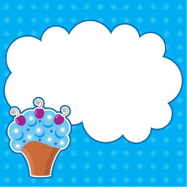 Cupcake con nube de mensajes. Marco para una foto, formulario — Archivo Imágenes Vectoriales