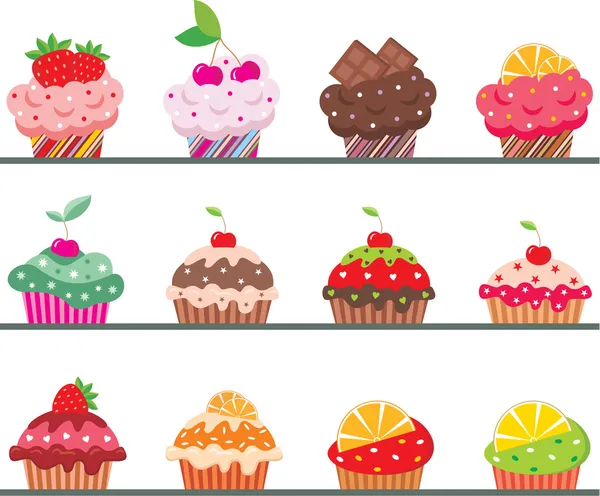 Cupcakes on a regiment — Stock Vector