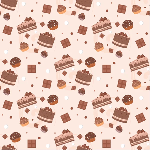 Naadloze chocolade cake patroon — Stockvector